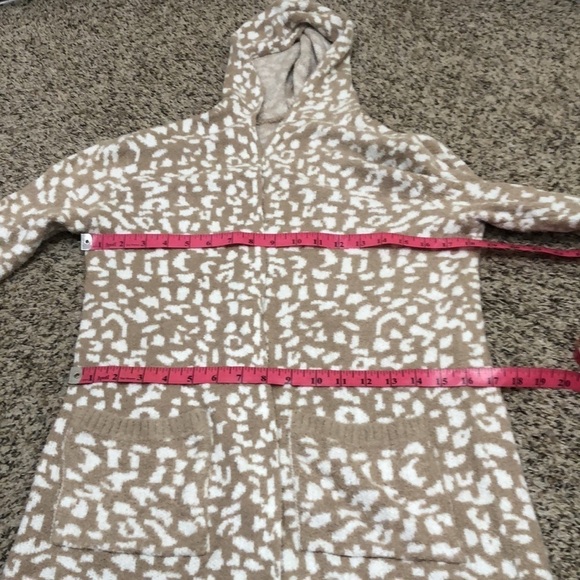 Rachel Zoe Cardigan Sweater Size Small Tan Cream Leopard Plush Hoodie - Picture 7 of 9